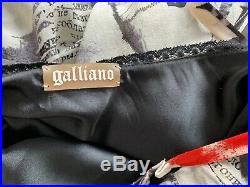 Vintage John Galliano Silk Newspaper Gazette Print Slip Summer Dress Wedding UK8