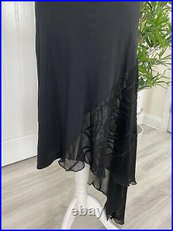 Vintage John Richmond Silk Blend Black Slip Midi Dress Size 10-12