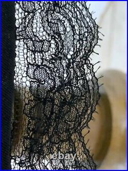 Vintage Karl Lagerfeld Black Slip Dress W Lace Made In France FR42 Fits XS/S