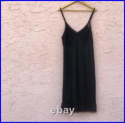 Vintage Kayser Black & Brown Slip Dress Size 38 Ruffle