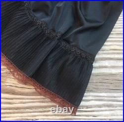 Vintage Kayser Black & Brown Slip Dress Size 38 Ruffle