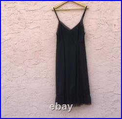 Vintage Kayser Black & Brown Slip Dress Size 38 Ruffle