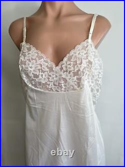 Vintage Kayser Full Dress Slip Size 38 White with Chantilly 6 Inch Lace Trim