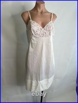 Vintage Kayser Full Dress Slip Size 38 White with Chantilly 6 Inch Lace Trim