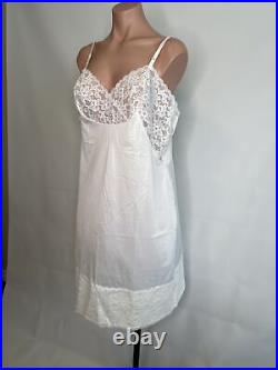 Vintage Kayser Full Dress Slip Size 38 White with Chantilly 6 Inch Lace Trim