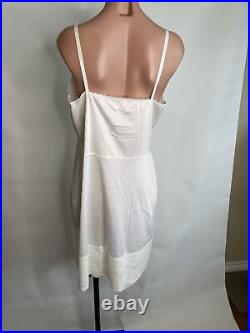 Vintage Kayser Full Dress Slip Size 38 White with Chantilly 6 Inch Lace Trim