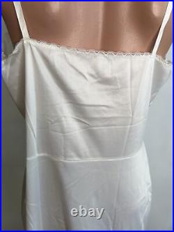 Vintage Kayser Full Dress Slip Size 38 White with Chantilly 6 Inch Lace Trim