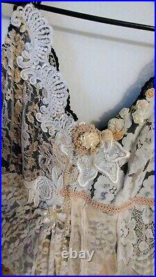 Vintage Kitty Handmade Slip Layering Lace & Pearls, Perfect with Boots