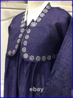 Vintage Korean Dress Hanbok Jacket Under Slip Navy Organdy Authentic SZ 4/6