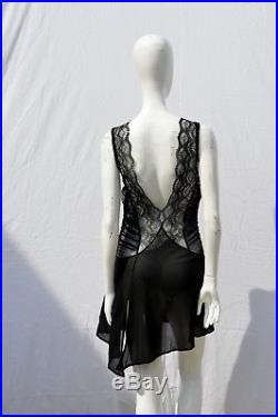 Vintage LA PERLA sheer lace mini slip dress sexy size 4 used party asymmetric
