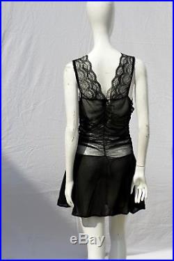 Vintage LA PERLA sheer lace mini slip dress sexy size 4 used party asymmetric