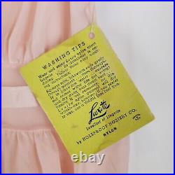 Vintage LUXITE Long Nightgown Full Dress Slip Med 34 Chiffon NYLON Pink With Tag