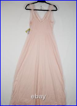 Vintage LUXITE Long Nightgown Full Dress Slip Med 34 Chiffon NYLON Pink With Tag