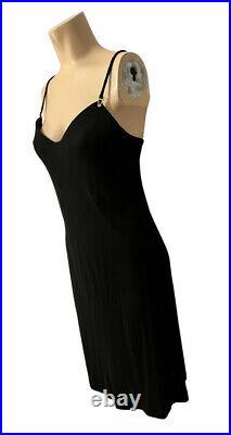 Vintage La Perla Black Gown Slip Dress With Built In Wired Bra Uk Size 14 Vgc