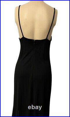 Vintage La Perla Black Gown Slip Dress With Built In Wired Bra Uk Size 14 Vgc