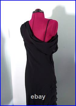 Vintage La Perla Collezione Black 100% Silk Gauze Slip Dress Midi sz 42