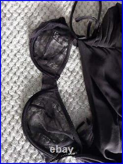 Vintage La Perla Collezione Black 100% Silk Gauze Slip Dress Midi sz 42