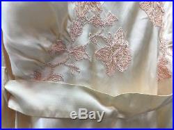 Vintage Lace and Silk Gown Pink 1920s Satin Silk Bridal Slip Wedding Dress Blush