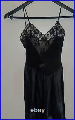 Vintage Lady Lynne 34 Full Slip Nightgown Dress Scalloped Black USA Union Made