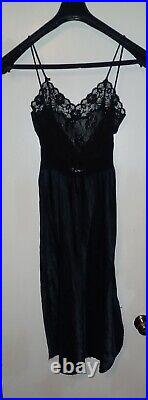 Vintage Lady Lynne 34 Full Slip Nightgown Dress Scalloped Black USA Union Made