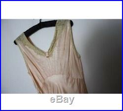 Vintage Late 1920s Early 1930s Silk Satin Slip Dress Nightgown With Lace Details