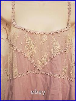 Vintage Lavendar Free People Large Layered Lace Slip Dress