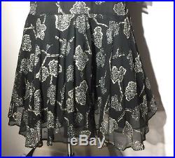Vintage Lillie Rubin Black and Silver Chiffon Slip Tea Length Dress Sz. 6 USA
