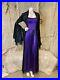 Vintage Long Black Purple Velvet LIP SERVICE Goth Vampire DRESS GOWN 1990s LARGE