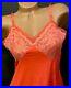 Vintage Lorraine Sz 38 Full Slip Dress Pink Lacy Double Chiffon Nylon Nightie