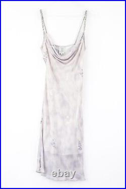Vintage Maria Grazia Severi Pale Lilac Slip Dress Rhinestones Straps IT 42 S/M
