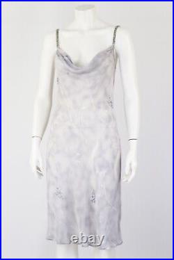 Vintage Maria Grazia Severi Pale Lilac Slip Dress Rhinestones Straps IT 42 S/M