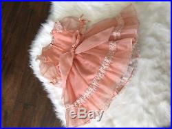 Vintage Marthas Miniatures Girls Dress Slip Sheer Circle Frilly Lace Peach 5