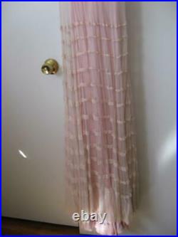 Vintage Maxi Pink Lacy Net Tiered Dress With Bias Slip 20's 30's Xs