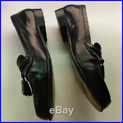 Vintage Mens Bally Black Leather Loafers US 10 M Tassel Slip On Dress Shoes