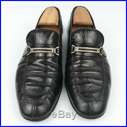 Vintage Mens Black Gucci Shoes Size 9.5 Slip On Loafers 60's Amazing