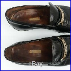 Vintage Mens Black Gucci Shoes Size 9.5 Slip On Loafers 60's Amazing