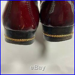 Vintage Mens Gucci Shoes Size 40 1/2 BURGUNDY MAROON Slip On Loafers GOLD CHAIN