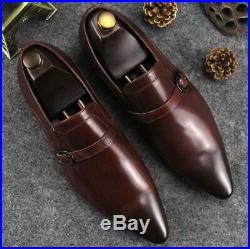 Vintage Mens Leather Pointy Toe Dress Formal Business Wedding Slip On Shoes New