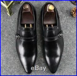 Vintage Mens Leather Pointy Toe Dress Formal Business Wedding Slip On Shoes New