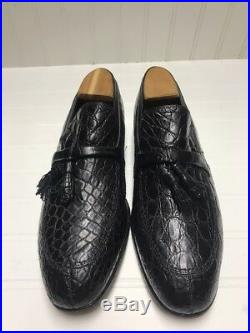 Vintage Mens Nettleton Tassel Loafer 9.5 D Black Alligator Slip On Shoe