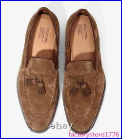 Vintage Mens Suede Leather Round Toe Slip On Tassels Dress Loafer Business Shoes