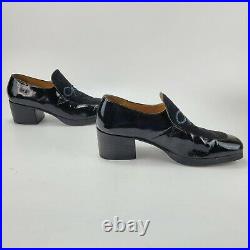 Vintage Mens Verde Black Slip On Leather Embroidered Suede Dress Shoes Sz 10 1/2