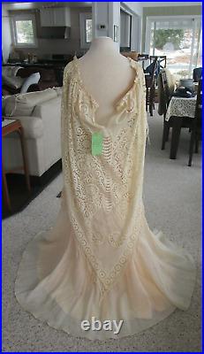 Vintage Mike Benet Cream Wedding DressSz 8Cottage CorePrairieSlipShawlBoho