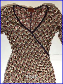 Vintage Missoni Orange Label Multi Color Knit Dress with purple slip Size 42