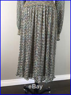 Vintage Missoni Sz XS Blue Metallic Knit Dress with Blue 1/2 Slip
