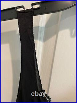 Vintage Mistee Long Satin & Lace Neglige Slip Dress. Black. S