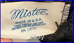 Vintage Mistee Long Satin & Lace Neglige Slip Dress. Black. S