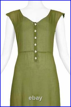 Vintage Miu Miu Military Green Pleated Cotton Dress