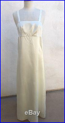 Vintage Mod Maxi Dress Beige Lace With Ivory Satin Slip Angel Sleeves Sz S