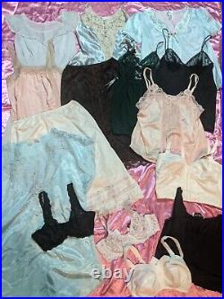 Vintage/Modern Lingerie Slip Bullet Bra Cami Nightgown Lot Of 15 50s 80s 90s Y2k